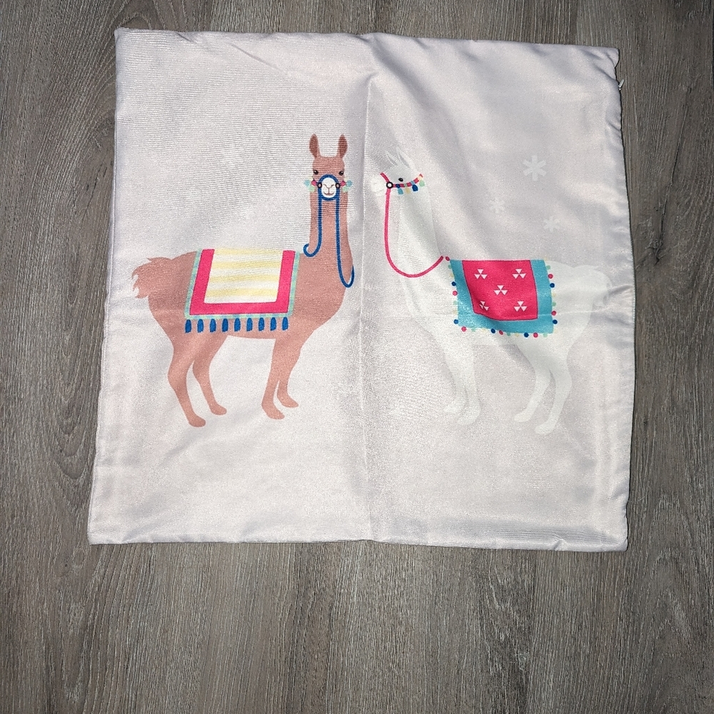 Llama throw pillow cover. Multi color. Very light purple/gray color. 🦙